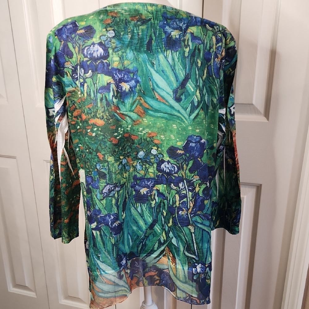 Source Unknown Floral Green and Blue Blouse - Picture 4 of 9